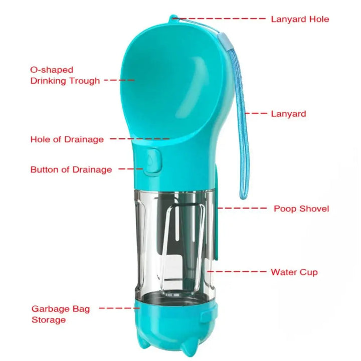 PetMate GoBottle – 3-in-1 Leak-Proof Pet Water Bottle with Food Container & Cleanup Kit