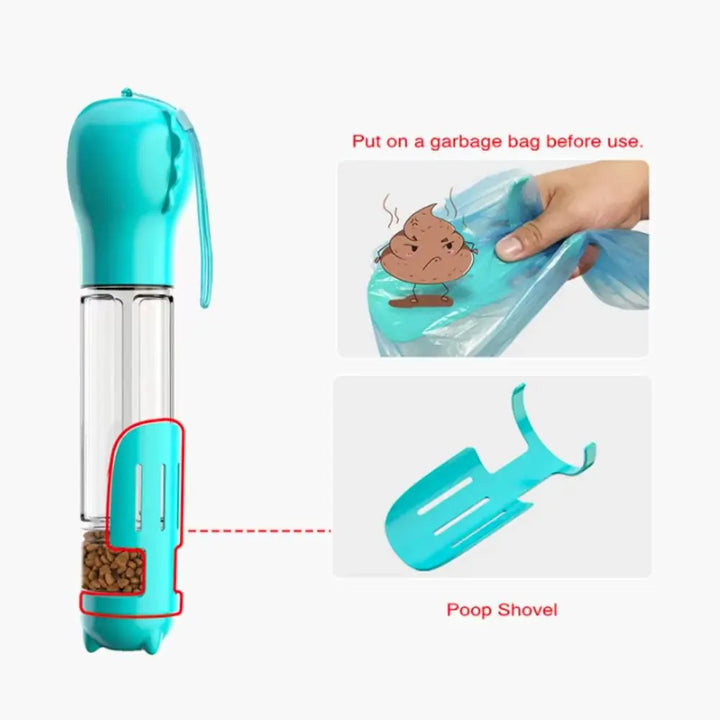 PetMate GoBottle – 3-in-1 Leak-Proof Pet Water Bottle with Food Container & Cleanup Kit