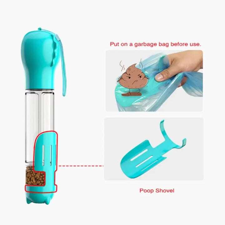 PetMate GoBottle – 3 - in - 1 Leak - Proof Pet Water Bottle with Food Container & Cleanup Kit - Snaplify
