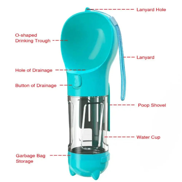 PetMate GoBottle – 3 - in - 1 Leak - Proof Pet Water Bottle with Food Container & Cleanup Kit - Snaplify